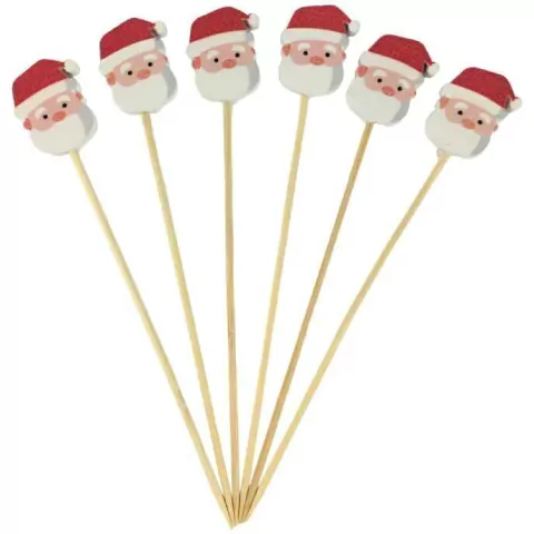PALITO DECORATIVO ROSTO PAPAI NOEL 12CM COM 12 UNIDADES