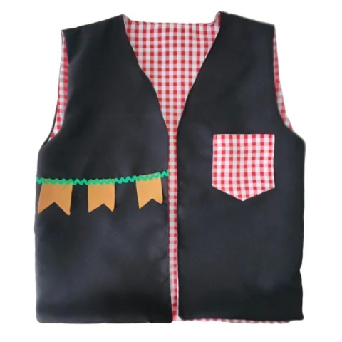 COLETE JUNINO DUPLA FACE XADREZ VERMELHO E PRETO ADULTO TAM. P