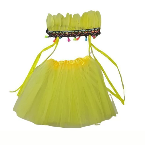 KIT ÍNDIO COCAR E SAIA AMARELA 30CM