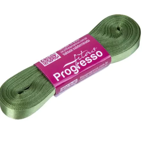 FITA DE CETIM PROGRESSO VERDE MILITAR 15MM X 10 METROS