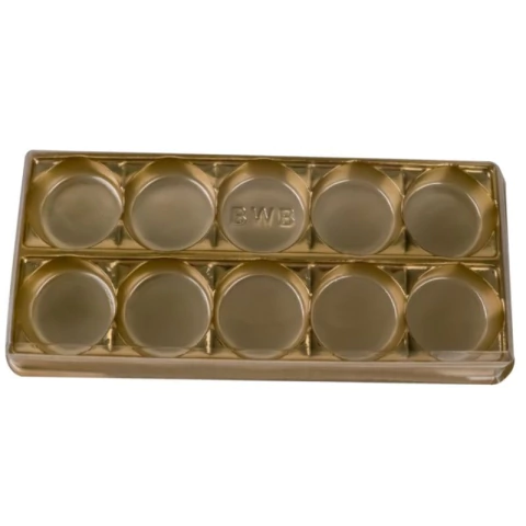 CAIXA BWB PARA BOMBONS RETANGULAR DOURADA COM 10 CAVIDADES
