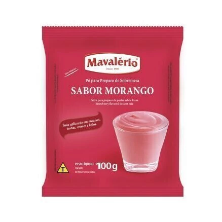 PÓ PARA SOBREMESA MAVALÉRIO SABOR MORANGO 100GR
