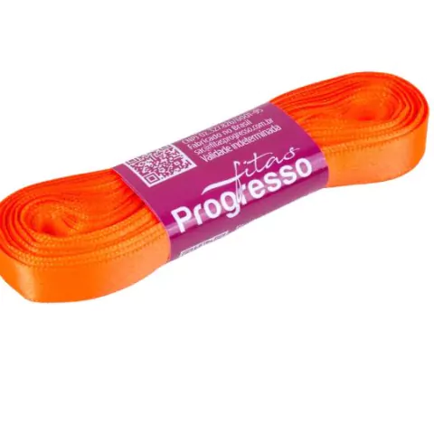 FITA DE CETIM PROGRESSO LARANJA CÍTRICO 7MM X 10 METROS
