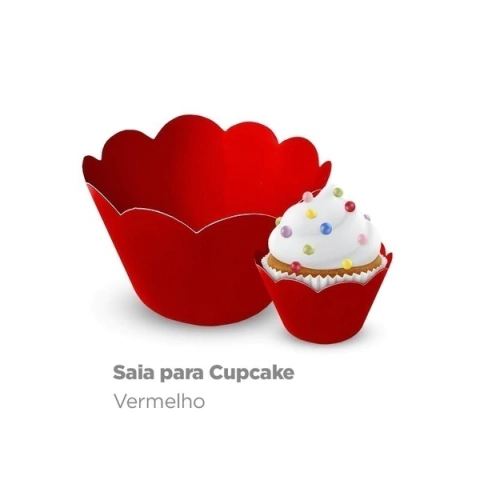SAIA PARA CUPCAKE PLAC VERMELHO COM 12 UNIDADES