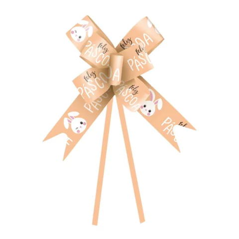 LAÇO PRONTO CROMUS COELHINHO FELIZ LARANJA 23MM COM 10 UNIDADES