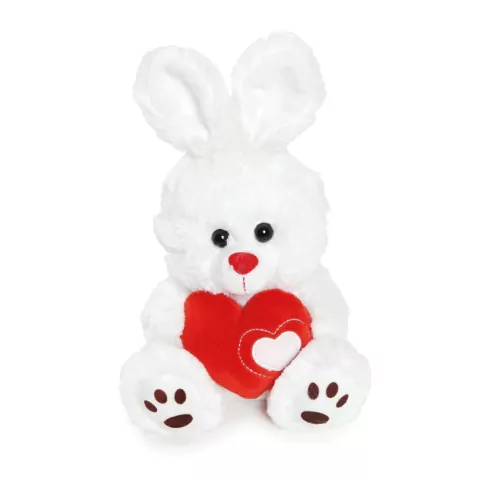 COELHO PELUCIA BRANCO / VERMELHO COM CORAÇÃO 1 UNIDADE