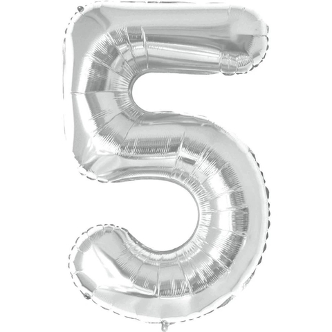 BALÃO METALIZADO BR NUMERO 5 PRATA 75CM
