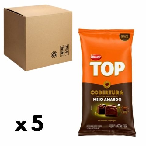 COBERTURA FRACIONADA HARALD TOP GOTAS MEIO AMARGO 2,050KG CAIXA COM 5 UNIDADES