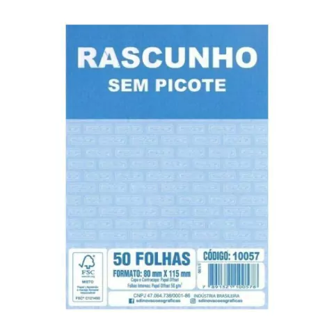 RASCUNHO SEM PICOTE S.D COM 50 FOLHAS
