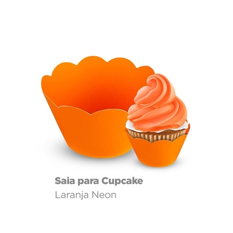 SAIA PARA CUPCAKE PLAC NEON LARANJA COM 12 UNIDADES