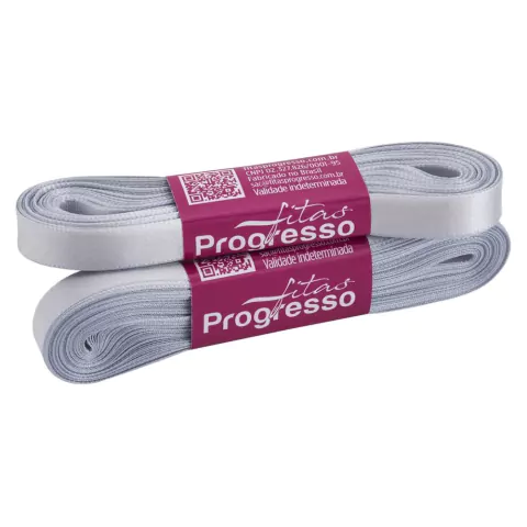 FITA DE CETIM PROGRESSO PRATA 7MM X 10 METROS