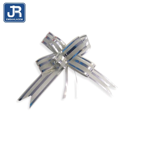 LAÇO PRONTO JR PRATA ORGANZA 30MM COM 10 UNIDADES