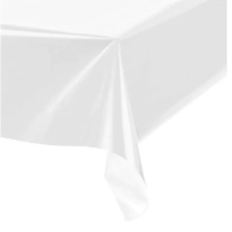 TOALHA PLÁSTICA DE MESA PEROLIZADA BRANCA 78CM X 78CM COM 4 UNIDADES