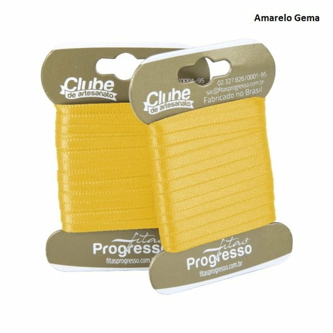 FITA DE CETIM PROGRESSO AMARELO GEMA 4MM X 10 METROS - comprar online