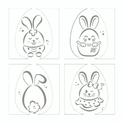 KIT MINI STENCILS BLUESTAR COELHINHOS DIVERTIDOS