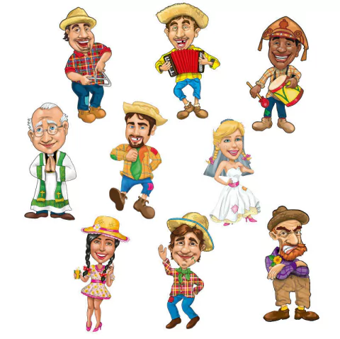 ENFEITE FAMILIA CAIPIRA COM 20 UNIDADES