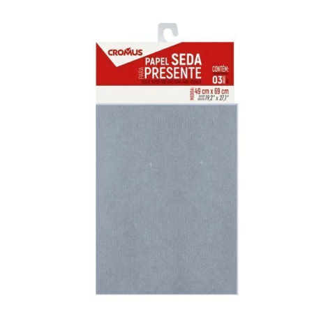 PAPEL SEDA CROMUS PRATA 49CM X 69CM COM 3 UNIDADES