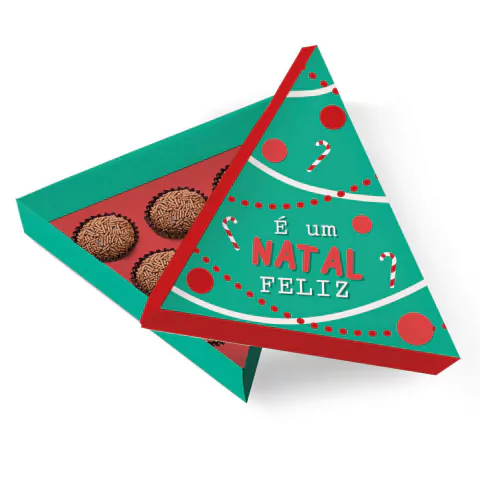 CAIXA PARA BRIGADEIROS ARVORE POLO NORTE 19,5CM X 17CM X 4,5CM COM 1 UNIDADE