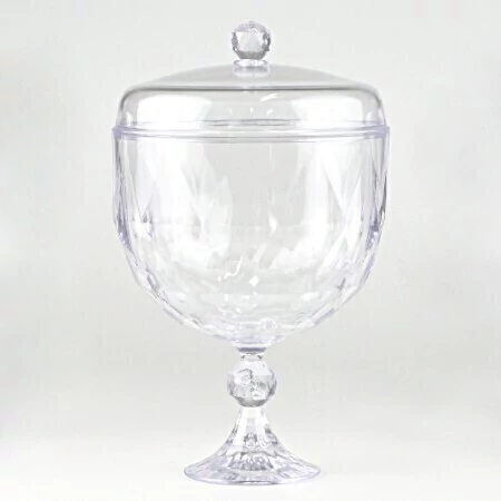 TAÇA PARA SOBREMESA CACKE DIAMANTE COM TAMPA 1,250L TRANSPARENTE