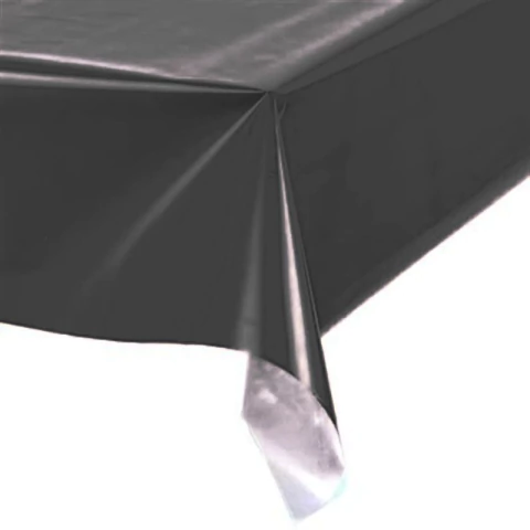 TOALHA PLÁSTICA DE MESA PEROLIZADA PRETA 78CM X 78CM COM 4 UNIDADES