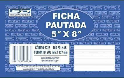 FICHA PAUTADA SD 5X8 COM 100 FOLHAS
