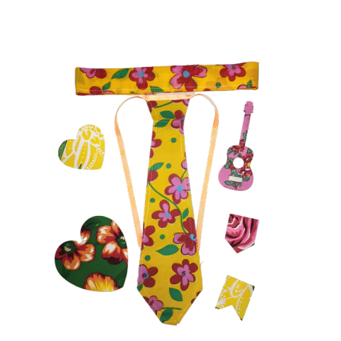 KIT JUNINO SB GRAVATA FLORAL AMARELO