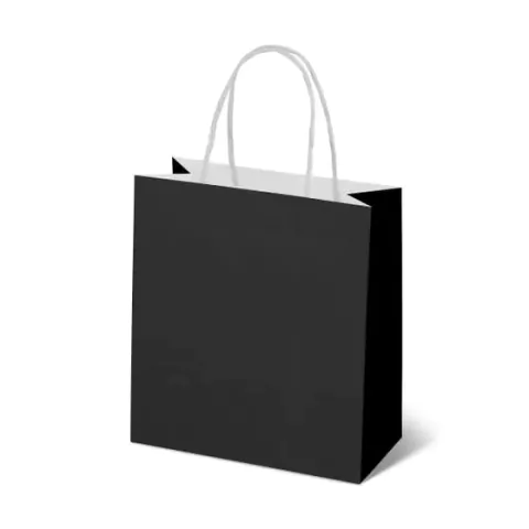 SACOLA DE PAPEL PRETO 24CM X 10CM X 33CM PACOTE COM 10 UNIDADES