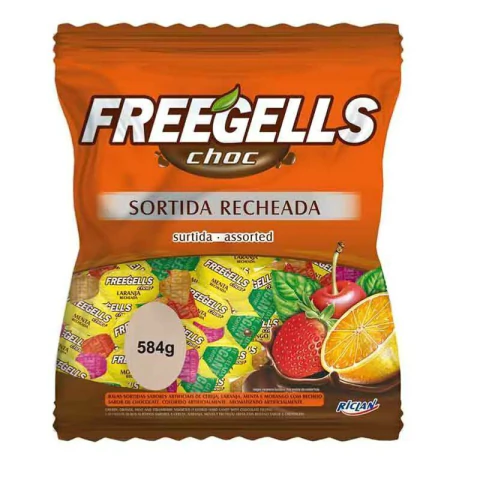 BALA FREEGELLS SORTIDA RECHEADA COM CHOCOLATE 475GR