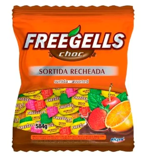 BALA DURA FREEGELLS SORTIDA RECHEIO DE CHOCOLATE 584GR