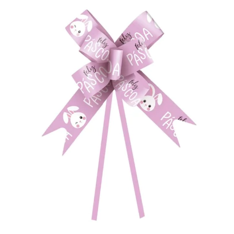 LAÇO PRONTO CROMUS COELHINHO FELIZ LILAS 18MM COM 10 UNIDADES