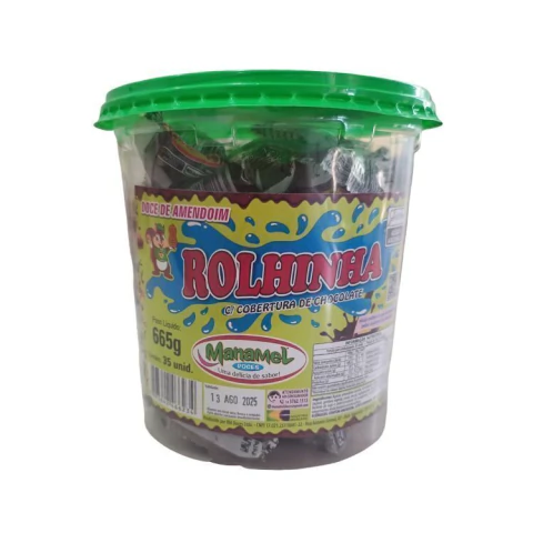 PAÇOCA ROLHA COM CHOCOLATE MANAMEL COM 35 UNIDADES