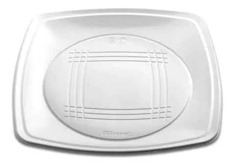 PRATO PRAFESTA ACRILICO Q.LINE QUADRADO REFEIÇÃO BRANCO C/10 UNIDADES