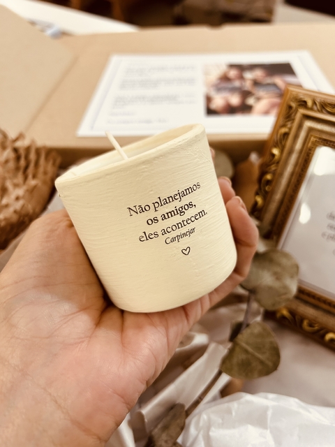 Vela de Barro Pintada com Frase - comprar online