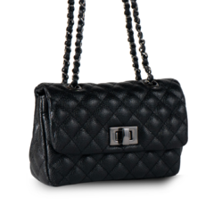 BOLSA COURO LEGÍTIMO MINI QUILTED EM MATELASSÊ PRETA ÔNIX - comprar online