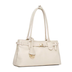 BOLSA EM COURO LEGÍTIMO BUCKLE RETANGULAR OFF WHITE LISO na internet