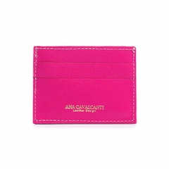 PORTA CARTÃO EM COURO LEGÍTIMO PINK LISO