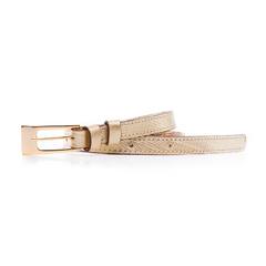 CINTO FINO FEMININO EM COURO LEGÍTIMO COBRA DOURADO