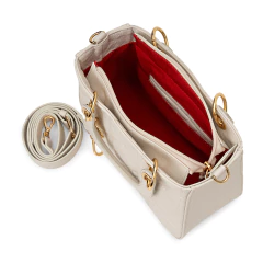 BOLSA EM COURO LEGÍTIMO TOTE COM ARGOLA OFF WHITE - Ana Cavalcanti