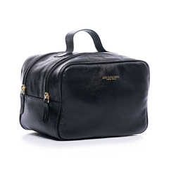 NECESSAIRE EM COURO LEGÍTIMO GRANDE PRETA LISA - comprar online