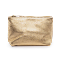 NECESSAIRE MÉDIA EM COURO LEGÍTIMO DOURADA
