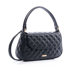 BOLSA COURO LEGÍTIMO RETANGULAR COM MATELASSÊ PRETA - comprar online
