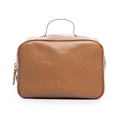 NECESSAIRE EM COURO LEGÍTIMO GRANDE CARAMELO