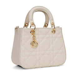 BOLSA EM COURO LEGÍTIMO TOTE COM ARGOLA OFF WHITE