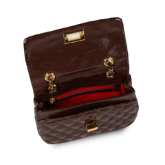 BOLSA COURO LEGÍTIMO MINI QUILTED MATELASSÊ VERNIZ MARROM na internet