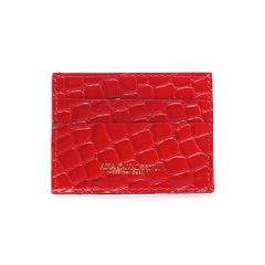 PORTA CARTÃO EM COURO LEGÍTIMO CROCO VERMELHO