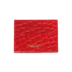 PORTA CARTÃO EM COURO LEGÍTIMO CROCO VERMELHO