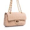 BOLSA COURO LEGÍTIMO QUILTED MÉDIA TEXTURIZADA NUDE