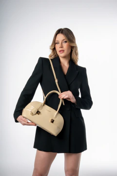 BOLSA COURO LEGÍTIMO BOWLING VERNIZ AMARELO MAN. - Ana Cavalcanti
