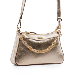 BOLSA DE COURO LEGÍTIMO MINI COM CORRENTE DOURADA - comprar online