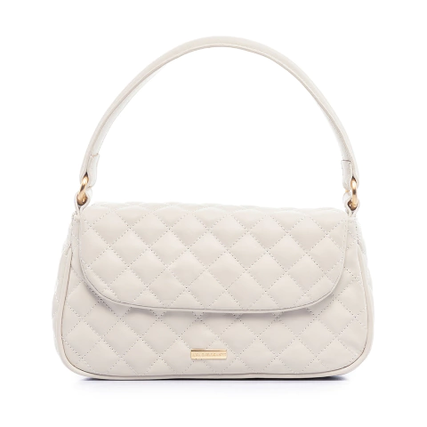 BOLSA COURO LEGÍTIMO RETANGULAR COM MATELASSÊ OFF WHITE - comprar online